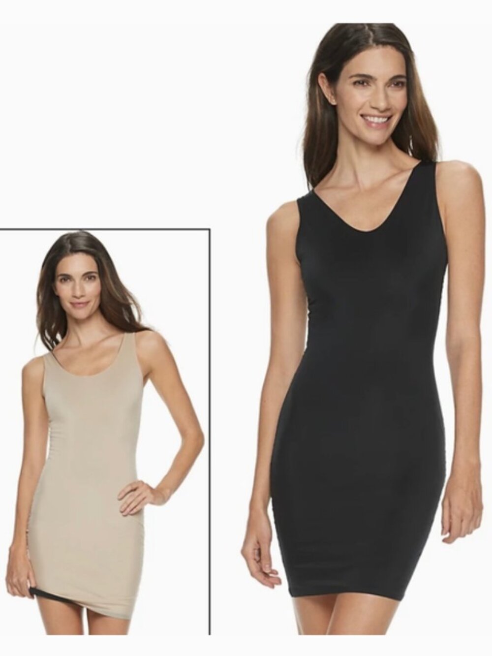 SPANX Assets Shapewear Tank Slip Dress Reversible Black Nude Smoothing Shaper 1X - Picture 11 of 11